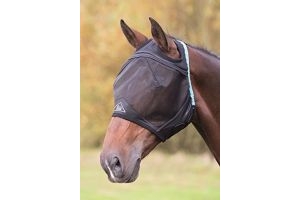 Shires Fine Mesh Fly Mask With Ear Hole Black Xfull