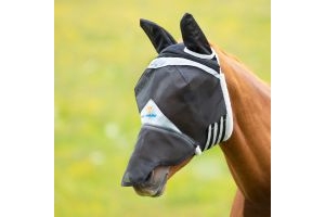 FlyGuard Pro Fine Mesh Fly Mask With Ears & Nose Black