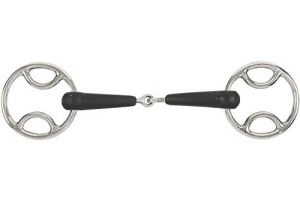 Shires Equikind Plus Bevel Jointed Mouth Bit 5 inch Silver Black
