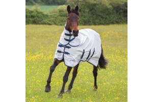 Shires Tempest Plus Sweet-Itch Combo Neck Fly Rug White/Turquoise/Navy
