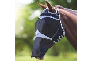 Shires FlyGuard Pro Fine Mesh Fly Mask with Ear Holes and Nose - Black