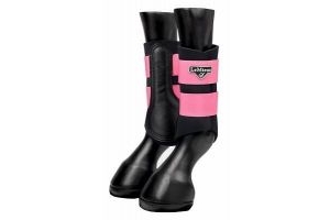 LeMieux Grafter Horse Riding Exercise Brushing Boots - Watermelon Pink/Black
