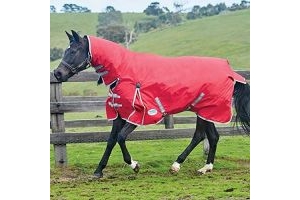 Weatherbeeta Comfitec Classic Combo Neck Lite Turnout - Red/Silver/Navy: 6ft3