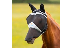 FlyGuard Pro Fine Mesh Fly Mask with Ears and Nose Black