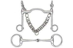 Shires Equestrian - Port Mouth Fixed Cheek Weymouth Set - S/steel - Size: 41/2