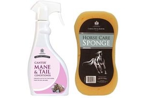 Carr & Day & Martin - Canter Mane & Tail Detangler Conditioner (600ml) with Horse Care Sponge & Tigerbox Anti-Bacterial Pen.
