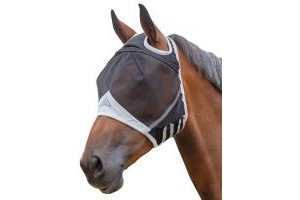 Shires Fine Mesh Fly Mask with Ear Holes Black