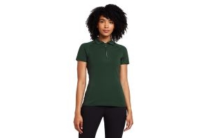 Horze Womens Tiana Pique Short Sleeve Polo Shirt Mountain View Green