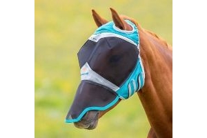 Shires FlyGuard Pro Fine Mesh Fly Mask with Ear Holes and Nose - Teal