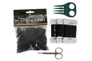 Lincoln Plaiting Kit - Thread Plait Aid Scissors Bands & Needles - 3 Colours