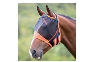 Extra Full Shires Fine Mesh Fly Mask with Ear Holes - Black/Orange WAS £15.99