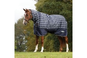 Defiant 600D 300g Heavy Weight Combo eck Turnout Rug Navy Check