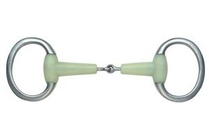 Shires Equestrian - Jointed Mouth Eggbutt Flat Ring - S/steel - Size: 51/2