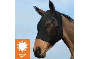 WeatherBeeta Stretch Bug Eye Saver with Ears | Horses & Ponies ( Black / Navy )