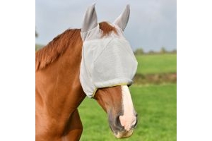 Equilibrium Field Relief Midi Fly Mask With Ears Grey with Yellow Trim: Large