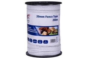 Fenceman Standard  and High Performance Electric Fence Tape - White