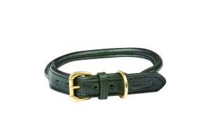 Rolled Leather Collar Black
