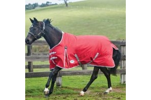 ComFiTec Classic 220g Medium Weight Standard Neck Turnout Rug Red/Silver