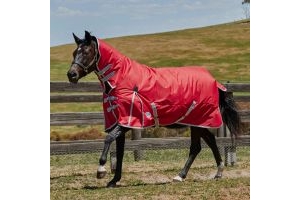 WeatherBeeta ComFiTec Classic Combo Neck Heavy Turnout Rug Red/Silver/Navy