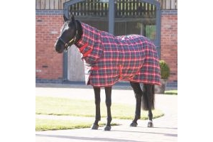 Shires Tempest Plus 200g Medium Weight Combo Neck Stable Rug Red Check
