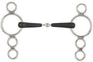 Shires Equikind Plus Three Ring Dutch Gag Jointed Mouth Bit 5 inch Silver Black