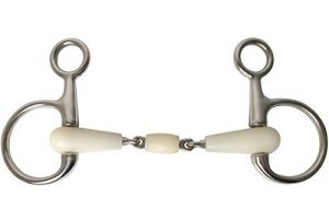 Tigerbox Happy Mouth Bit 13.5cm Hanging Cheek Double Joint with a Roller Horse Pony Bar Mouth Snaffle