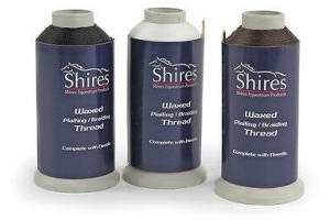 Shires Waxed Plaiting Braiding Thread BLACK WHITE BROWN Comes with Needle
