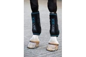 Rambo Horseware Ireland Ice Vibe Vibrating Ice Therapy Boots for Horses-Black/Aqua Full