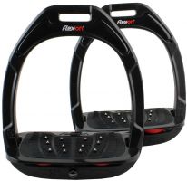Flex-On Adults Green Composite Inclined Extra Grip Stirrup Black/Red