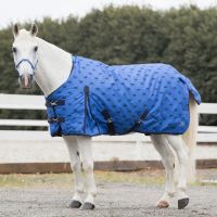 Horze Pony Winter Rain Blanket 200g Medium Weight Standard Neck Turnout Rug Blue Jeans