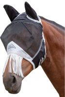 Shires Fine Mesh Fly Mask with Ears and Nose Fringe Black