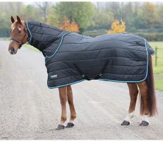 Shires Tempest 200g Medium Weight Detach-A-Neck Stable Rug Black/Turquoise